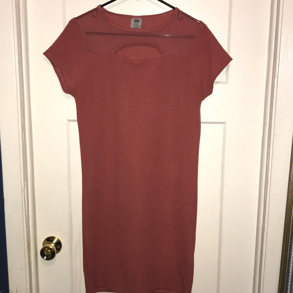Pink dark dress, really stretchy.